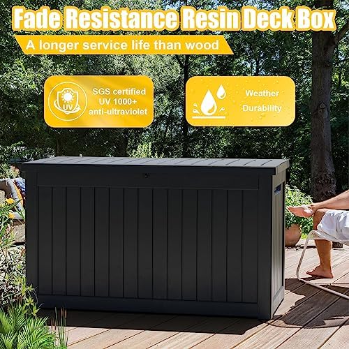 PatioZen 281 Gallon Large Resin Deck Box, Lockable Outdoor Storage Box - Image 2