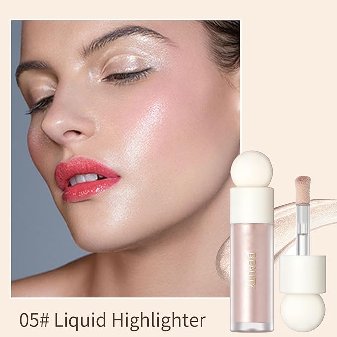 Erinde 3 Colors Liquid Highlighter Blush Contour Set, Natural Matte Face Blush Bronzer, Natural Glossy Liquid Illuminator for Face and Body, Lightweight Blendable Silky Smooth Texture, Cruelty-free