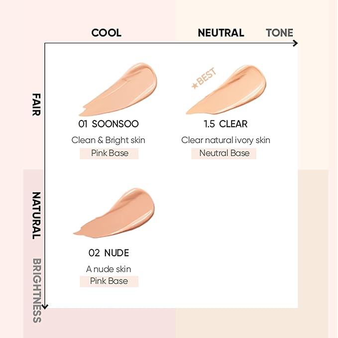 AMUSE Dew Jelly Vegan Cushion Foundation 1.5 CLEAR | dewy, glow, long-lasting, double coverage, clean beauty, lightweight, natural look, foundation for sensitive skin, hydrating cushion