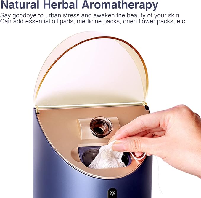 Facial Steamer DENFANY Nano Steamer Ionic Hot & Cool Mist Home SPA | 8 Steam Modes | Aromatherapy Basket | Digital LCD Screen | Extraction Set