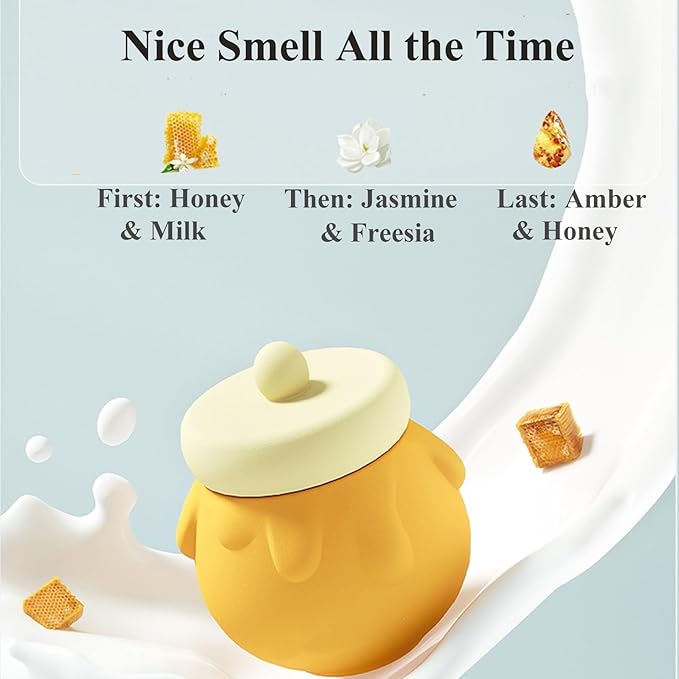 Honey Lip Mask, 3 In 1 Cute Hydrating Lip Mask for Women Girls, Honey Lip Balm with Wand, Milk Lip Masks for Dry Lips, Day and Night Night Lip Mask, Skin Care Lip Mask with Mirror