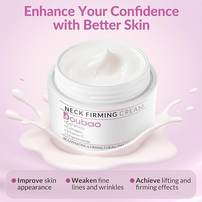 Neck Firming Creams for Tightening and Firming, Moisturizer Face Cream with Collagen, Hyaluronic Acid, Day & Night Anti-Aging Skin Tightening Cream Neck, Décolleté & Face – 1.7Fl Oz