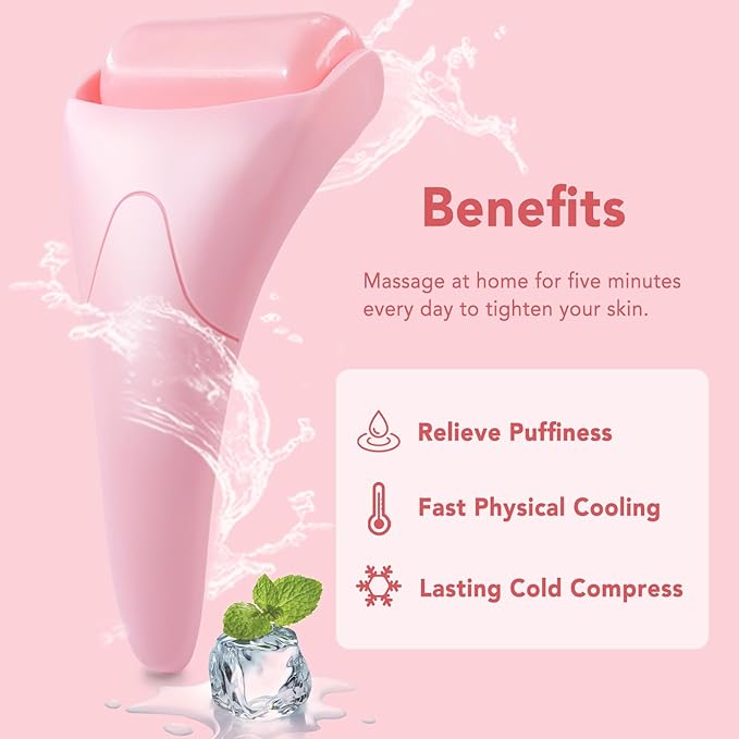 huefull Ice Roller for Face Women, Skin Care Set & Ice Face Roller，Self Care Gifts for Women,Reduces Puffiness and Wrinkle, Facial Massager Tool & Spa Pink Gifts
