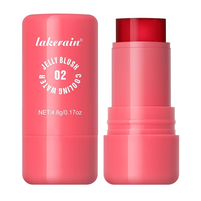 Multi-Use Cooling Water Jelly Blush/Lip Tint & Eye Shadow - Sheer Stain withBuildable Watercolor Finish - Long-Lasting Moisture - 1,000+ Swipes Per Stick - Jelly Texture for Lip & Cheek (Red)