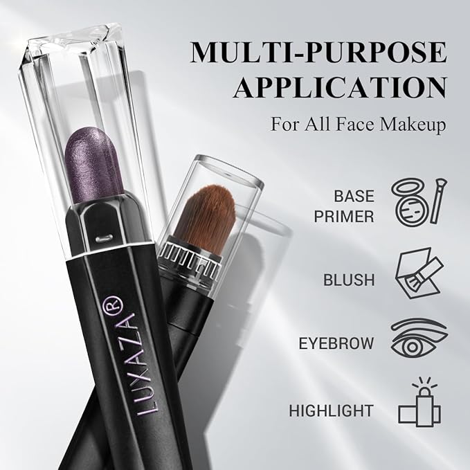 Purple Eyeshadow Stick Makeup 6PCS Set, Metallic Shimmer Matte Cream Eye Shadow Palette Brightener Pencil Crayon - BLUEBERRY