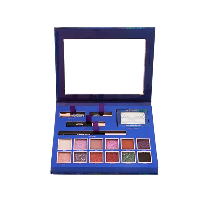 Profusion Cosmetics Euphoric Glam Eyes, Transform Your Appearance with Crystal Face Jewels and More, Sparkle all Day and Night with all in one Eyeshadow Palette to Unleash Your Inner Glam