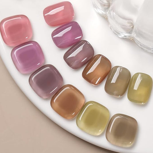 Born Pretty Jelly Gel Nail Polish Milky Jelly Translucent Gel Polish Sheer Red Purple Brown Grey Green Nail Art Varnish Manicure 6PCS