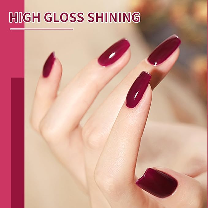 JODSONE 10ml Red Gel Nail Polish Set 6Colors Rose Red Deep All Seasons Neutral Soak off LED Lamp Gel Manicure Set for Nail Art