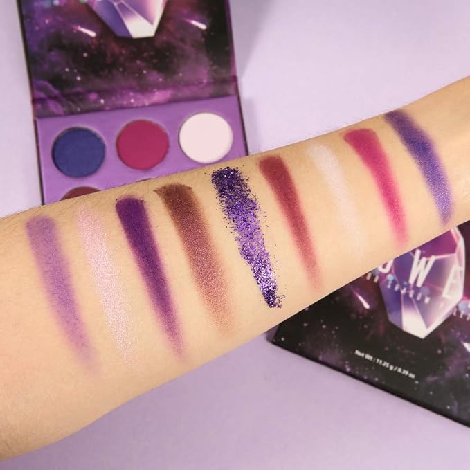 docolor Eyeshadow Palette 9 Colors Gemstone Shadow Palette Highly Pigmented Mattes Shimmers Smokey Glitter Cream Colorful Powder Blendable Long Lasting Waterproof Makeup Palette-Purple