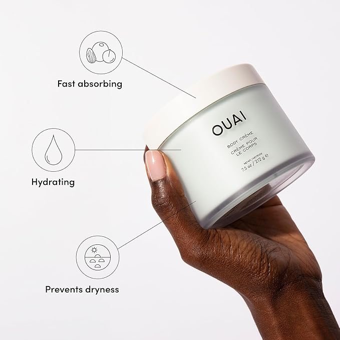 OUAI Body Cream, Shibuya - Hydrating Whipped Body Cream with Cupuaçu Butter, Coconut Oil and Squalane - Softens Skin and Delivers Healthy-Looking Glow - Sulfate Free Skin Care (7.5 Oz)