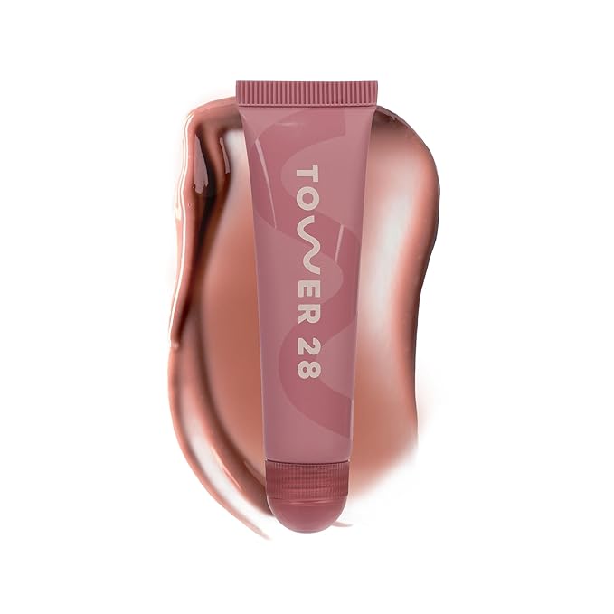 Tower 28 LipSoftie Hydrating Tinted Lip Treatment Balm, Moisturizing Lip Mask for Chapped Lips - Sugar Plum Flavor, Sheer Mauve