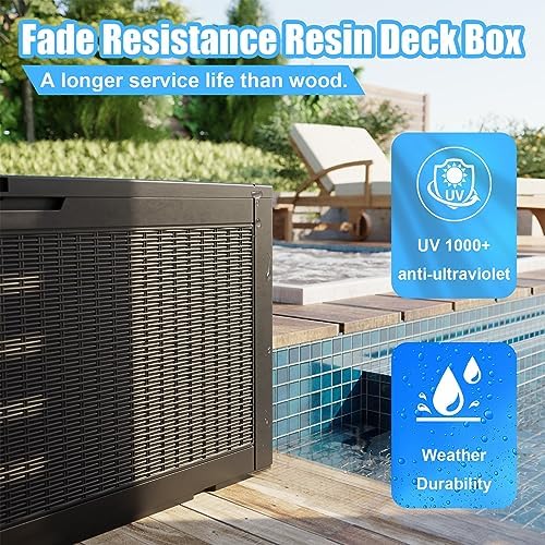 PatioZen 120 Gallon Deck Box, Resin Outdoor Storage Box - Image 3