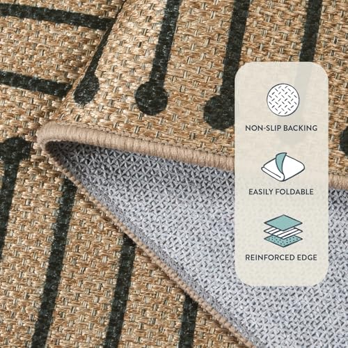 Lahome Tan Rug for Living Room, Geometric 8x10 Washable Nature Easy Jute Rug - Image 5