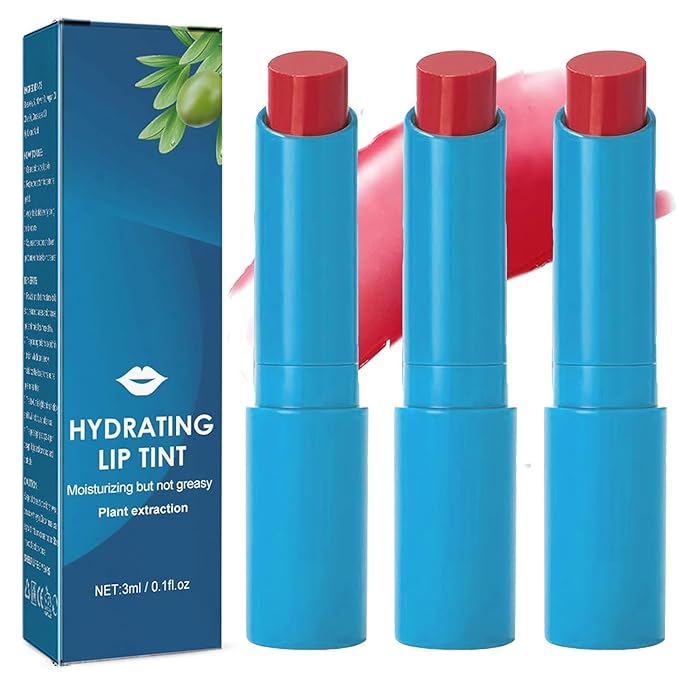 Lip Tint Hydrating,Strength Hydrating Lip Tint,Strong Moisturizing Effect Tinted Lip Balm Hydrating, Natural Ingredients Sheer Moisture Lip Tint (3PCS)