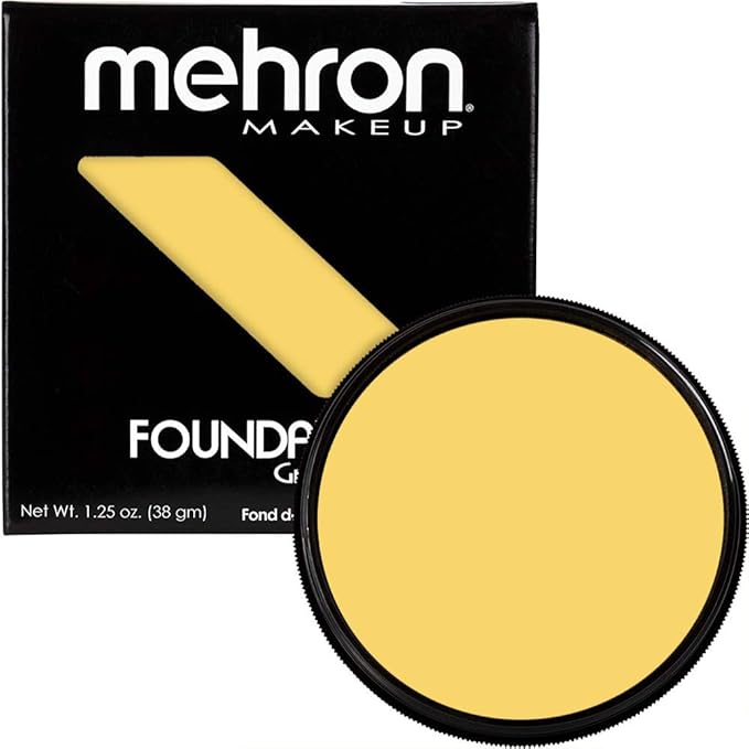 Mehron Makeup Foundation Greasepaint | Stage, Face Paint, Body Paint, Halloween Makeup 1.25 oz (38 g) (YELLOW)