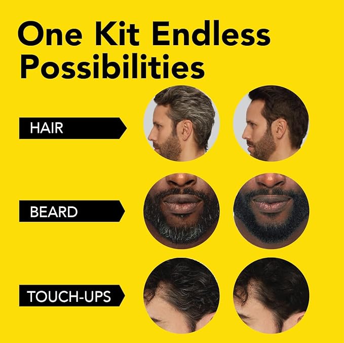Cleverman Hair & Beard Dye Kit for Men, All-in-One Reusable Mens Hair Color, Natural Gray Coverage, Ammonia-Free Beard Mustache Dye (Jet Black for Black Men)