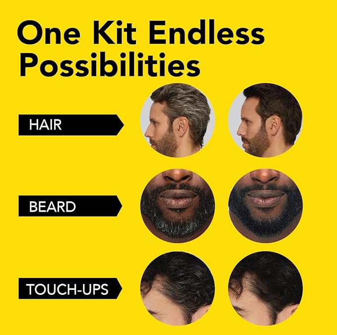 CLEVERMAN Black Hair & Beard Dye for Men, All-in-One Reusable Kit - Natural-Looking Gray Coverage, Professional-Quality, Ammonia-Free, 3.38 Fl Oz (1 Pack), Black, Suitable for Black Hair