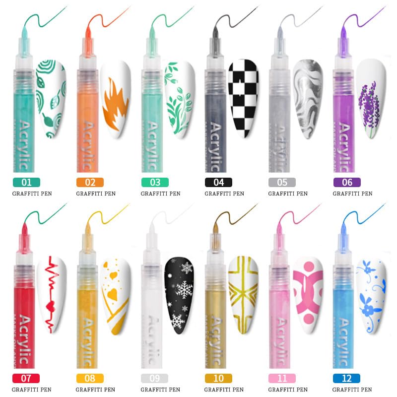 6 Gold and 6 Silver Nail Polish Pens set, Nail Art Pen, Nail Pencil, DIY Drawing Painting Pen, for Nails DIY (6 Gold+6 Silver)