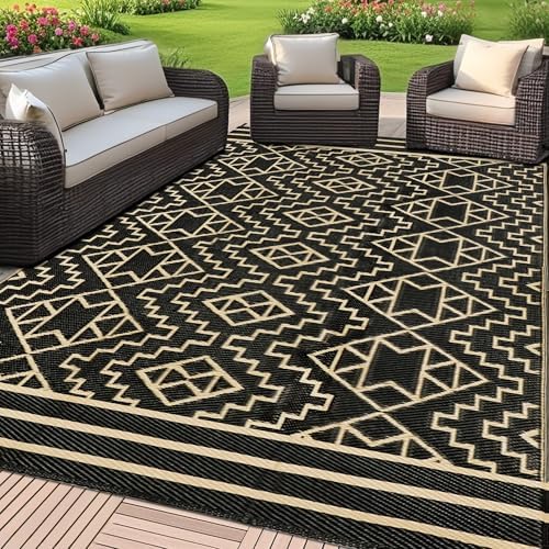 SAND MINE Reversible Mats, Plastic Straw Rug, Modern Area Rug, Large Floor Mat by SANDMIND