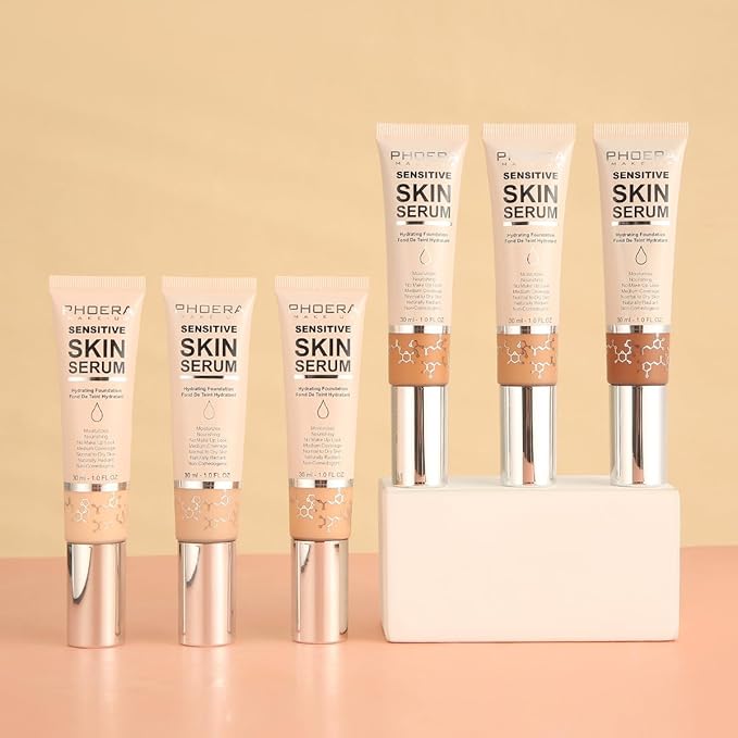 PHOERA Essence Foundation, Hypoallergenic Full Coverage Foundation Serum, Hydrating Light, Matte Oil Control.(N03 Buff Beige, norm)