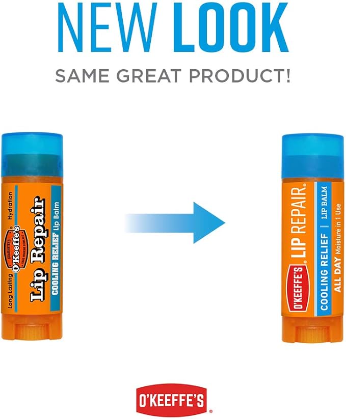 O'Keeffe's Cooling Relief Lip Repair Lip Balm for Dry, Cracked Lips, Stick, (Pack of 10)