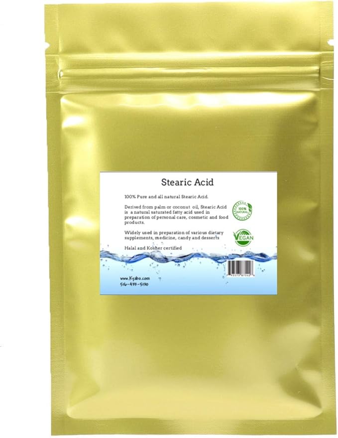 Stearic Acid (Triple Pressed) - Food and Cosmetic Grade - All Natural - Halal (1/2lb) - 8oz