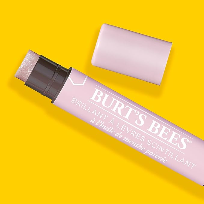 Burt's Bees Shimmer Lip Tint Set, Tinted Lip Balm Stick, Moisturizing for All Day Hydration with Natural Origin Glowy Pigmented Finish & Buildable Color, Champagne (4-Pack)