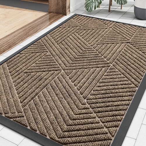 Smiry Front Door Mat Outside Entrance, Low Profile Rubber Doormat by Smiry