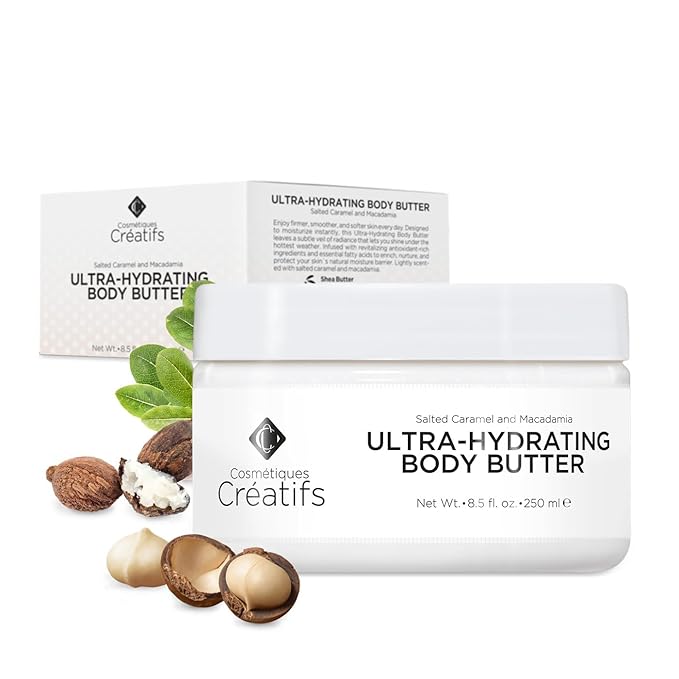Ultra-Hydrating Body Butter with Shea Butter, 8.5 fl. oz., Salted Caramel and Macadamia Scent, Deep Moisturizing, Soothes, Repairs, and Nourishes Skin