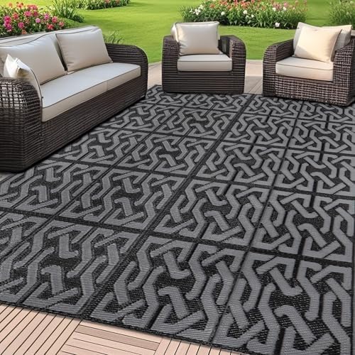 SAND MINE Reversible Mats, Plastic Straw Rug, Modern Area Rug, Large Floor Mat by SANDMIND