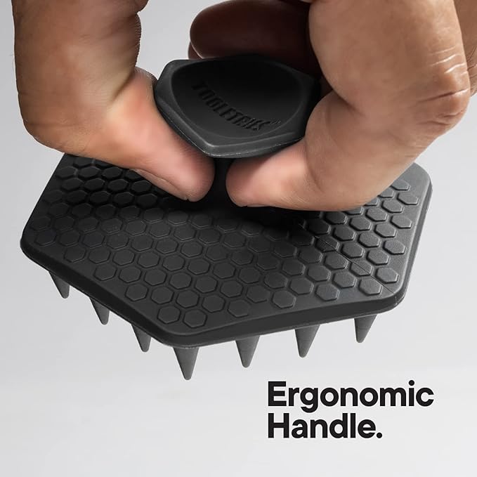 TOOLETRIES Beard Scrubber - Silicone Beard Brush & Exfoliator for Men, Deep Cleans & Unclogs Pores, Ergonomic Handle Design, Removes Beardruff - Charcoal