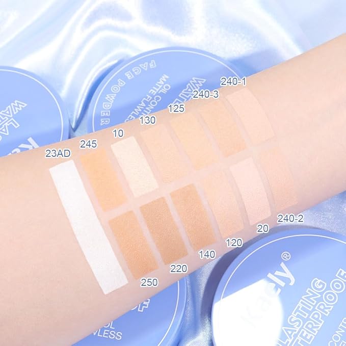 evpct Kaely Oil Control Pressed Face Powder, Get Smooth Flawless Fine Lines and Lightweight Finishing Foundation, Control Shine Long Lasting Waterproof Face Setting Powder Cosmetic, 12 Radiant Sand
