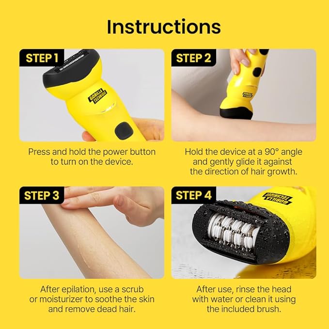 Gorilla Technique Epilator 3000V, Facial & Body Hair Removal Device, Pain Relief Roller, Cordless Rechargeable Electric Tweezers for Women & Men, Triple Tweezers, 8000RPM, Korean Skin Care - 3000V