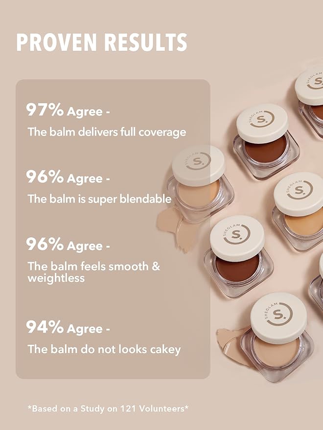 SHEGLAM Hydrating Cream Full Coverage Foundation Balm Long Lasting Concealer Face Foundation for Dry Skin - Earth