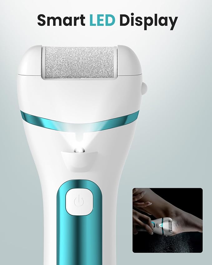 PUBOO Foot Callus Remover Electric 10000 RPM 3-Speed IPX7 Rechargeable Pedicure Kit for Hard Skin Women & Men. Portable Multi-Roller File Grinder Sander Scrubber with LED Display for Wet & Dry Feet