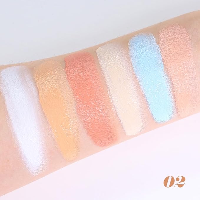 evpct 6 Colors Concealers Full Coverage Cream Contour Palette with Brush for Older Women, Under Eye Color Corrector Tri Color Pot Concealer Palette for Dark Circles Mature Skin Makeup, Waterproof, A2