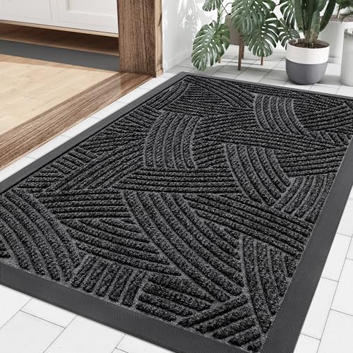 Smiry Front Door Mat Outside Entrance, Low Profile Rubber Doormat by Smiry