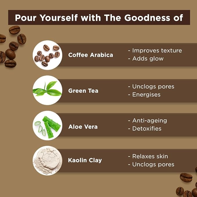 The Man Company Coffee Face Care Kit with Face Wash, Face Scrub, Face Pack | Cleanses, Detoxifies, Relaxes, Glowing and Brightening Skin - Pack of 3