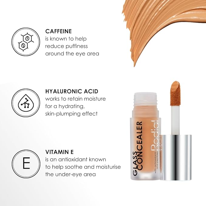 Rodial Glass Concealer Shade 2 - Luminous, Full-Coverage Cream with Peptides and Antioxidants for Flawless Skin, 0.1 fl. oz.