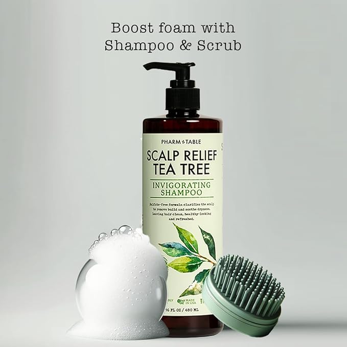 Tea Tree Shampoo For Men and Women, Deep Cleansing Sulfate-Free Formula - Relief for Dry Itchy Scalp - Infused with Tea Tree oil, Mint, Biotin and Vitamin E, 16.2oz