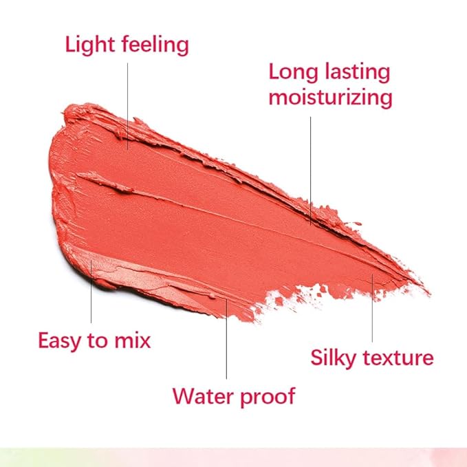On-the-Go Makeup Blush Stick Tinted Moisture Stick, Shadow Lips Cheek Blusher Creamy Makeup Long Lasting Natural Nude Makeup for All Skin (orange)