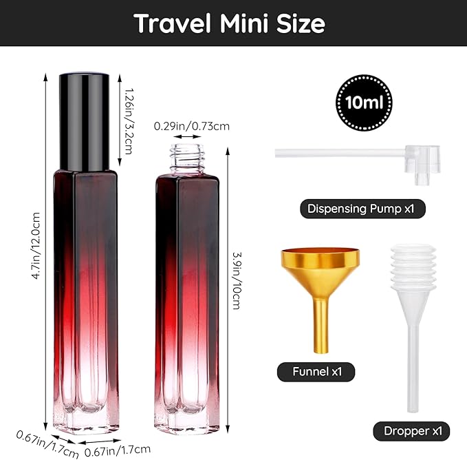 Segbeauty 5 Packs Perfume Bottles Empty, 10ML Refillable Portable Cologne Sprayer, Glass Spray Bottles for Dispensing Liquid Cosmetic, Mini Travel Size Perfume Atomizer Sample Container for Frangrance