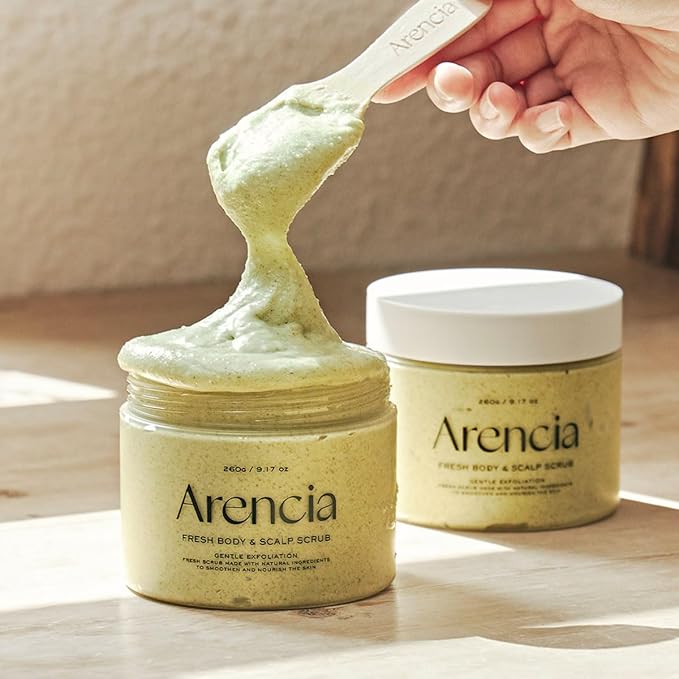 Fresh Cloud Sea Salt Body & Scalp Scrub (Green) - Exfoliant, Bump Eraser For Silky Smooth Skin, Korean Skin Care