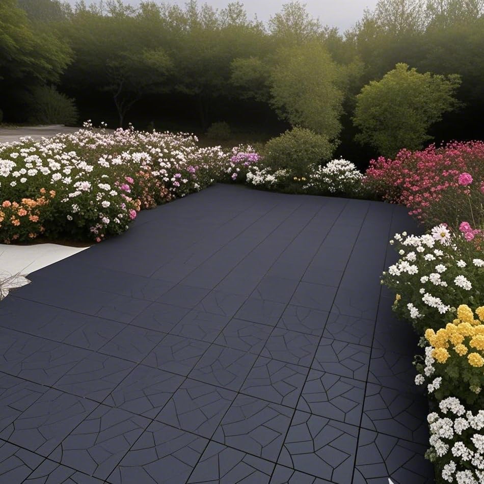 44-Pack Interlocking PP Deck Tiles, All-Weather Anti-Slip Patio Tiles by GDFStudio