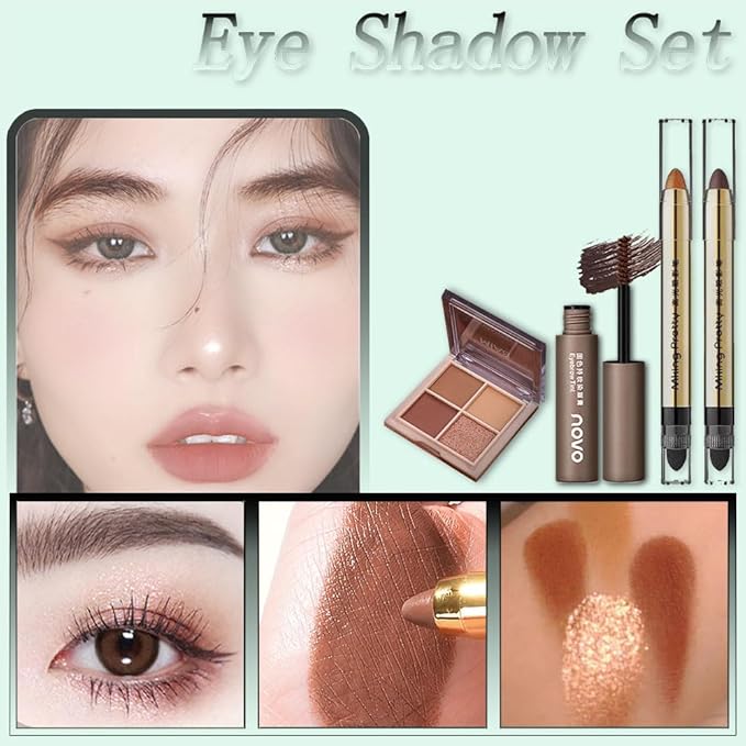 All-In-One And Portable Beginner Makeup Kit, Including Mascara, Eyeshadow Pencil, Eyeshadow Palette, Beauty Brush Set, Eyebrow Shaping Set And Other Props