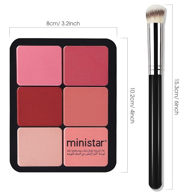 12 Colors Cream [Blush] Makeup Palette for Cheeks - Multi-functional Blush Makeup Palette with Brush, Natural Matte Long Wearing, Waterproof Blendable Face Makeup Palette (#01)