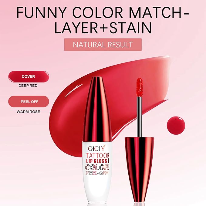 QueenDiary Lip tint Peel Off Lip Stain，Lip Stain Waterproof， Lip Tattoo Peel Off with Matte Finish, Long Lasting, Transfer-proof, Highly Pigmented Color (Romance Stain)