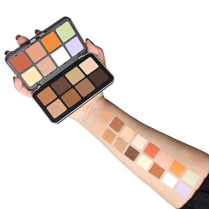 Color Correcting Concealer Palette, Contouring Foundation Creamy Contour Multi-Palette with 8 Makeup Brush Set for Foundation Powder Concealers Eyeshadows Blush Makeup, Vegan, Cruelty Free