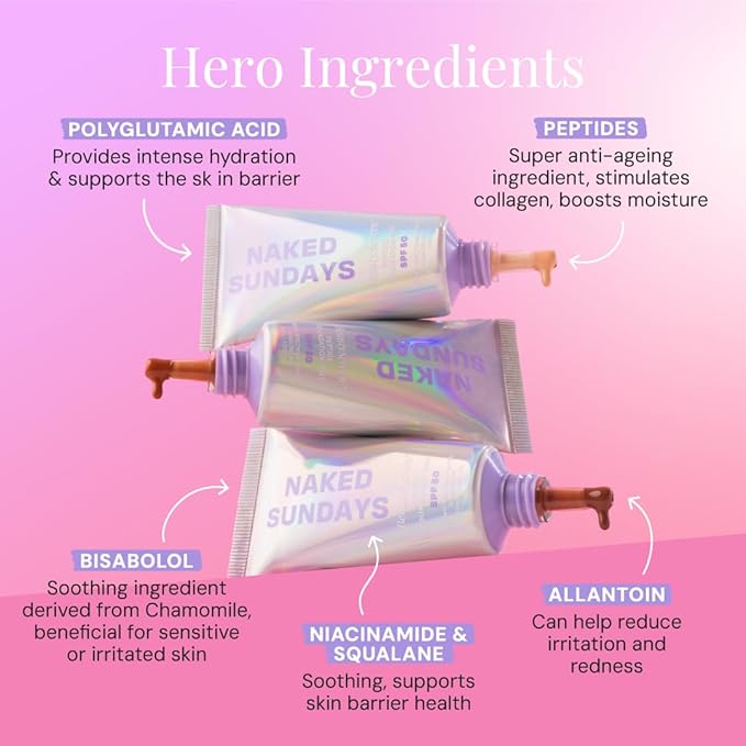 Naked Sundays BeautyScreen™ SPF 50 Mineral Peptide Foundation Tint – 2-in-1 Skin Tint & Mineral Sunscreen | Radiant, Buildable Coverage, Acne-Safe, Infused with Peptides (10 Deep Neutral, 1.01 oz)
