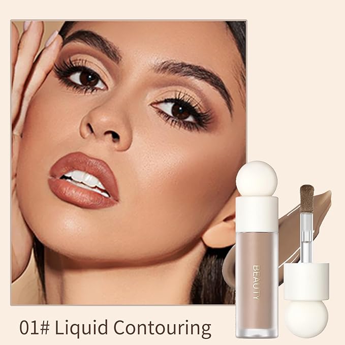 Erinde 3 Colors Liquid Highlighter Blush Contour Set, Natural Matte Face Blush Bronzer, Natural Glossy Liquid Illuminator for Face and Body, Lightweight Blendable Silky Smooth Texture, Cruelty-free
